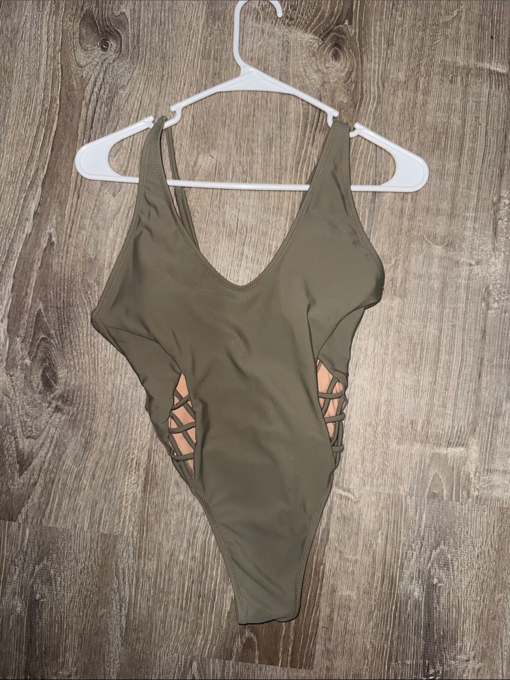 Windsor Olive One-Piece Swimsuit with Side Lace-Up